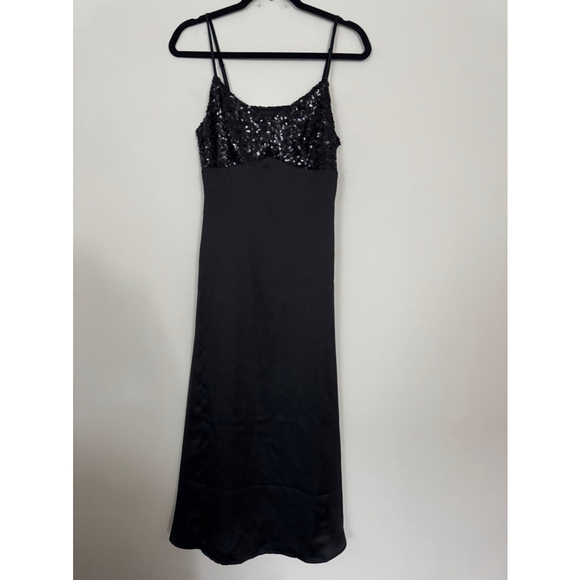 House of Harlow 1960 Dresses & Skirts - House of Harlow 1960 Satin Slip Dress Size M Black Sequin